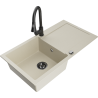 Mexen Leo lavello da cucina in granito a 1 vasca con scolapiatti e miscelatore da cucina Elia, beige - 6501-69-670101-70