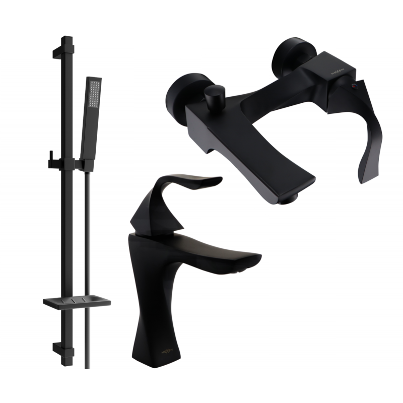 Mexen Estrella DQ02 Bath Set, Black - 72303DQ02-70