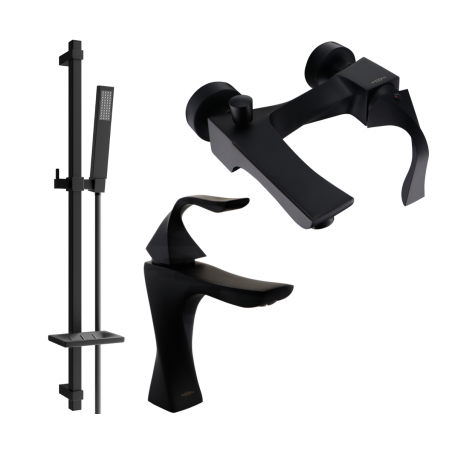 Mexen Estrella DQ02 Badewannen-Set, schwarz - 72303DQ02-70