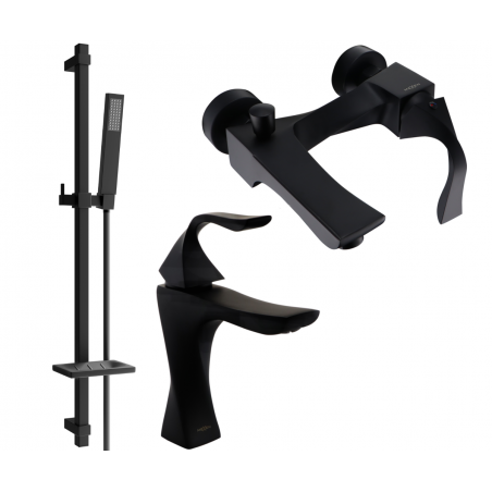 Mexen Estrella DQ02 Bath Set, Black - 72303DQ02-70