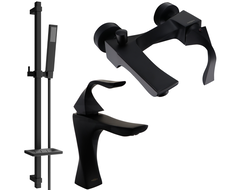 Mexen Estrella DQ02 Badewannen-Set, schwarz - 72303DQ02-70