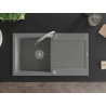 Mexen Leo fregadero de granito de 1 cubeta con escurridor y grifo de cocina Elia, gris - 6501-71-670101-00
