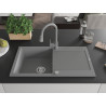 Mexen Leo fregadero de granito de 1 compartimento con escurridor y grifo de cocina Elia, gris - 6501-71-670101-71