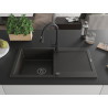 Mexen Leo fregadero de granito de 1 cubeta con escurridor y grifo de cocina Elia, negro/oro metálico - 6501-75-670101-70-B