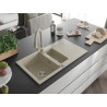 Mexen Matias lavello in granito da 1,5 vasche con sgocciolatoio e rubinetto da cucina Elia, beige - 6502-69-670101-69