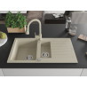Mexen Matias Granitspüle 1,5 Becken mit Abtropffläche und Küchenarmatur Elia, beige - 6502-69-670101-69