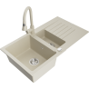 Mexen Matias évier en granit 1,5 cuves avec égouttoir et robinet de cuisine Elia, beige - 6502-69-670101-69
