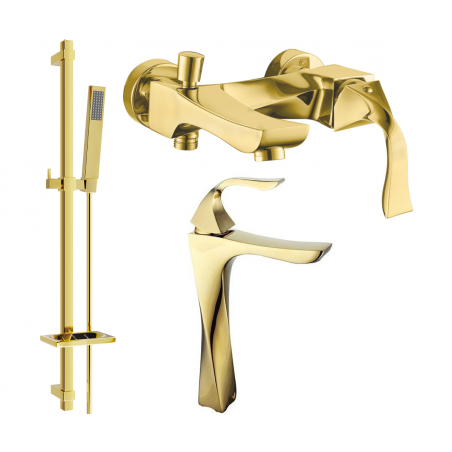 Mexen Estrella DQ02 Badewannen-Set, gold - 72313DQ02-50