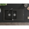 Mexen Matias Granitspüle 1,5-Becken mit Abtropffläche und Küchenarmatur Elia, schwarz/goldfarben metallic - 6502-75-670101-70