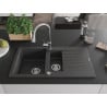 Mexen Matias 1.5-bowl granite sink with drainer and Elia kitchen tap, black speckled - 6502-76-670101-00