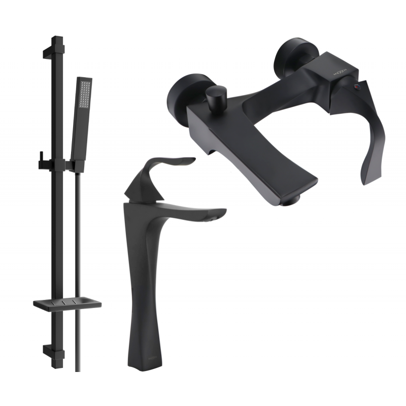 Mexen Estrella DQ02 badkarsset, svart - 72313DQ02-70