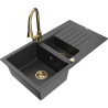 Mexen Matias lava-loiça de granito 1,5-cuba com escorredor e misturadora de cozinha Elia, preto salpicado - 6502-76-670101-50