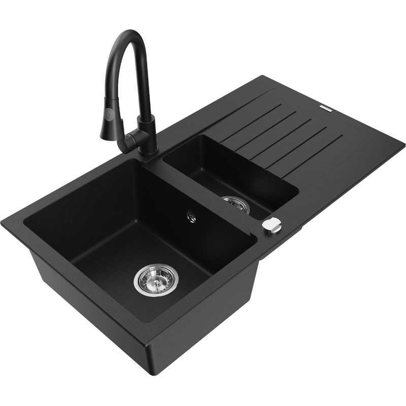 Mexen Matias νεροχύτης γρανίτης 1,5 θαλάμου με στραγγιστήρα και κουζίνα Elia,