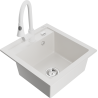 Mexen Vito fregadero de granito de 1 cubeta con grifo de cocina Elia, blanco - 6503-20-670101-20