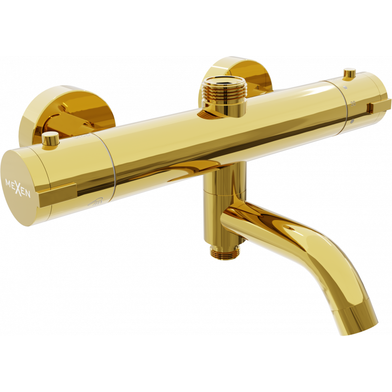 Mexen Kai grifo termostático de ducha y bañera, dorado - 77900-50