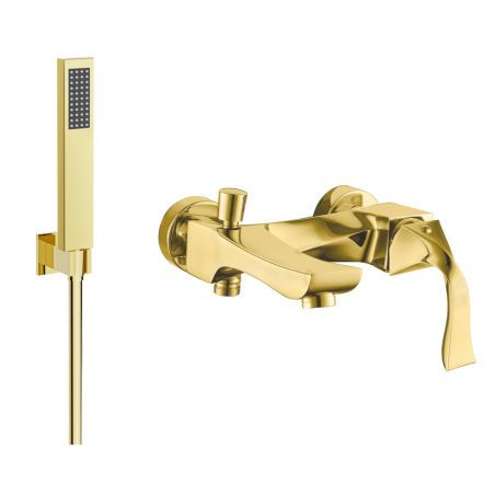 Mexen Estrella R02 bathtub faucet with shower set, gold - 7233R02-50