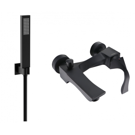 Mexen Estrella R02 bath tap with shower set, black - 7233R02-70