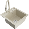 Mexen Vito granitische spoelbak met 1 bak en keukenmengkraan Elia, beige - 6503-69-670101-69