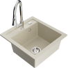 Mexen Vito granitische 1-kommer spoelbak met keukenkraan Elia, beige - 6503-69-670101-00