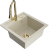 Mexen Vito fregadero de granito de 1 cámara con grifo de cocina Elia, beige - 6503-69-670101-50