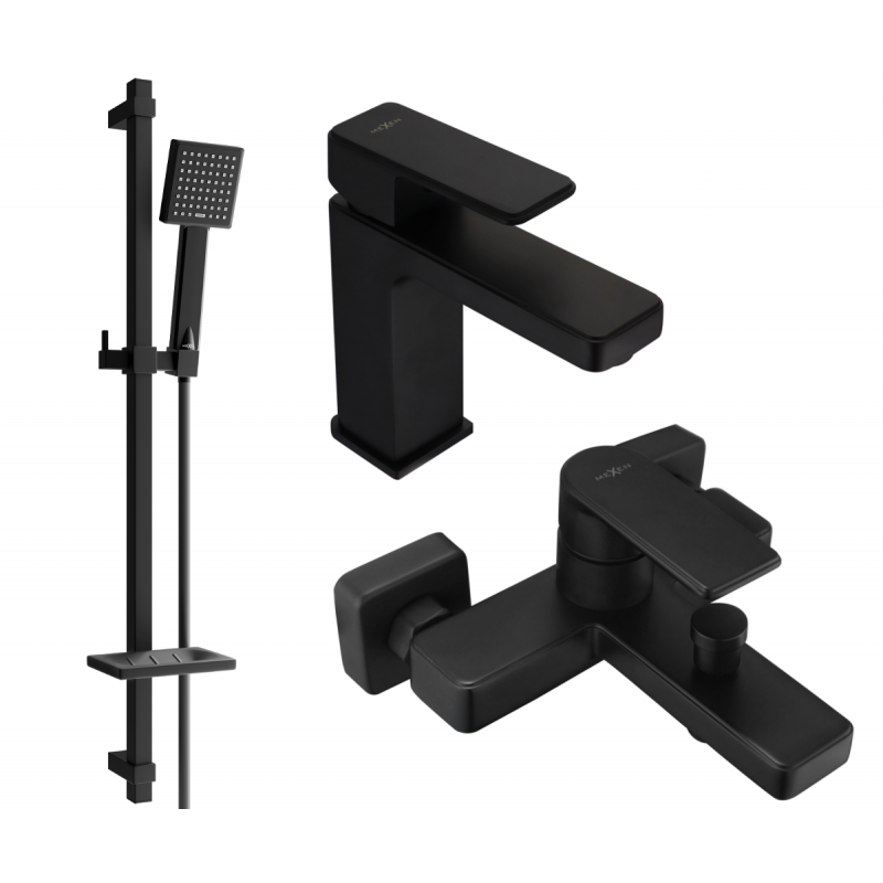 Mexen Mino DQ45 Badewannen-Set, schwarz - 72403DQ45-70