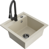 Mexen Vito 1-bowl granite sink with Elia kitchen tap, beige - 6503-69-670101-70