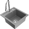 Mexen Vito 1-bowl granite sink with Elia kitchen faucet, gray - 6503-71-670101-00