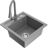 Mexen Vito granite kitchen sink 1-bowl with kitchen tap Elia, grey - 6503-71-670101-71