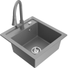Mexen Vito granite sink 1-bowl with Elia kitchen faucet, gray - 6503-71-670101-71
