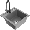 Mexen Vito lavello in granito ad 1 vasca con rubinetto da cucina Elia, grigio - 6503-71-670101-70
