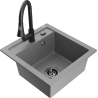 Mexen Vito granīta izlietne ar 1 nodalījumu un virtuves jaucējkrānu Elia, pelēka - 6503-71-670101-70-B