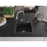 Mexen Vito 1-bowl granite sink with Elia kitchen faucet, black/silver metallic - 6503-73-670101-00