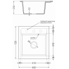 Mexen Vito Granitspüle 1-beckig mit Küchenarmatur Elia, schwarz/silberner Metallic - 6503-73-670101-70-B