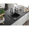 Mexen Vito lavello in granito a 1 vasca con miscelatore da cucina Elia, nero/metallizzato argento - 6503-73-670101-70