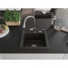 Mexen Vito 1-bowl granite kitchen sink with Elia kitchen tap, black/gold metallic - 6503-75-670101-00