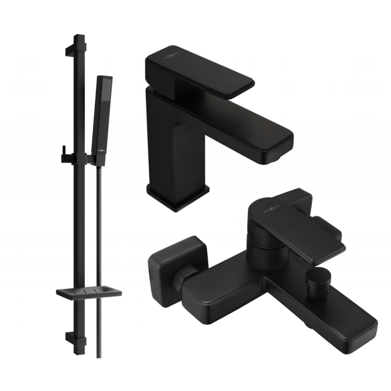 Mexen Mino DQ77 Badezimmerset, schwarz - 72403DQ77-70