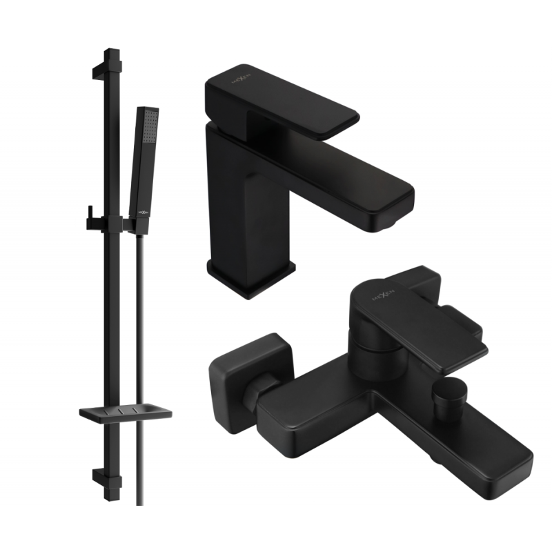 Mexen Mino DQ77 conjunto de baño, negro - 72403DQ77-70