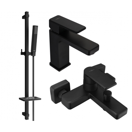 Mexen Mino DQ77 Badewannen-Set, schwarz - 72403DQ77-70