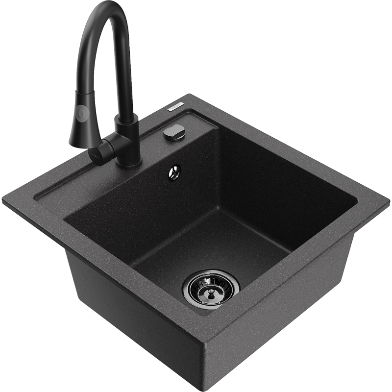 Mexen Vito Granit-Eewechmaacher mat 1-Schuel mat Kichekraan Elia, schwaarz gesprenkelt - 6503-76-670101-70-B