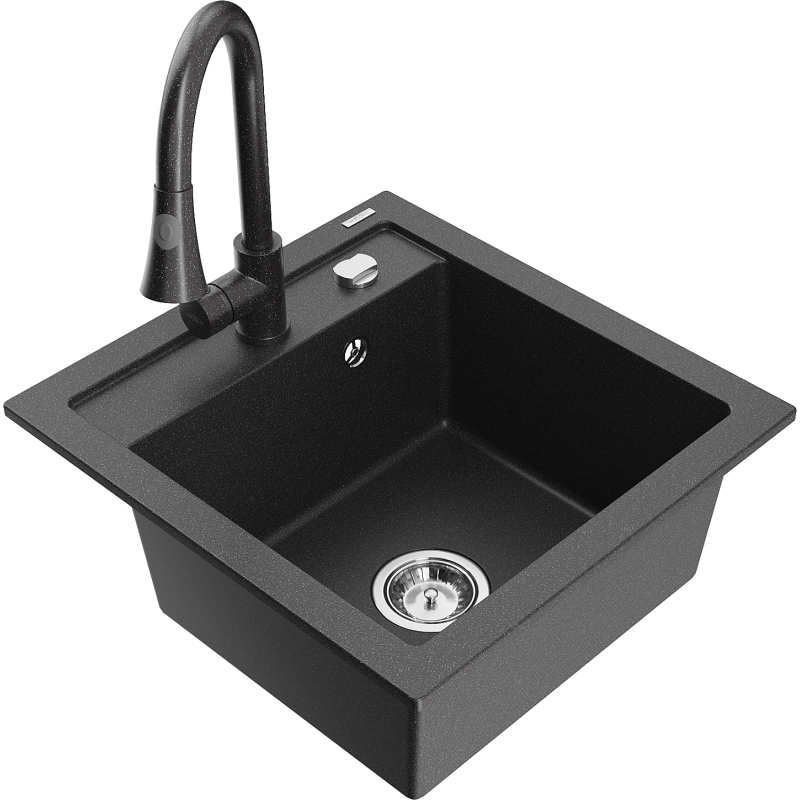 Mexen Vito Granit-Spull staat mat 1-Kummer an der Kichekraan Elia, schwaarz gesprengkelt - 6503-76-670101-76