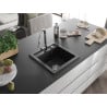Mexen Vito 1-Bowl Granite Sink with Elia Kitchen Tap, Black - 6503-77-670101-00
