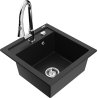 Mexen Vito 1-Bowl Granite Sink with Elia Kitchen Tap, Black - 6503-77-670101-00