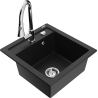 Mexen Vito fregadero de granito de 1 compartimento con grifo de cocina Elia, negro - 6503-77-670101-00