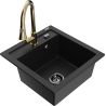 Mexen Vito fregadero de granito de 1 tina con grifo de cocina Elia, negro - 6503-77-670101-50-B