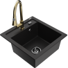 Mexen Vito granīta izlietne ar vienu nodalījumu un virtuves jaucējkrānu Elia, melna - 6503-77-670101-50-B