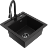 Mexen Vito fregadero de granito de 1 seno con grifo de cocina Elia, negro - 6503-77-670101-70-B
