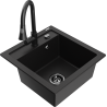 Mexen Vito granīta virtuves izlietne ar vienu nodalījumu un Elia maisītāju, melna - 6503-77-670101-70-B