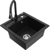 Mexen Vito granitē izlietne ar 1 nodalījumu un virtuves jaucējkrānu Elia, melna - 6503-77-670101-70
