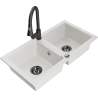 Mexen Mario 2-bowl granite kitchen sink with Elia tap, white - 6504-20-670101-70