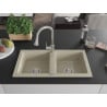 Mexen Mario double-bowl granite sink with Elia kitchen tap, beige - 6504-69-670101-00